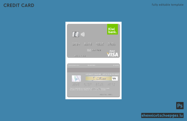 Beispielvorschau der Kiwibank Visa-Debitkarte aus Neuseeland